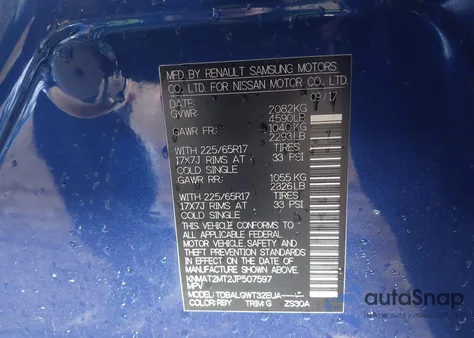 2018 Nissan Rogue Sv z USA, uszkodzony, nr VIN KNMAT2MT2JP507597